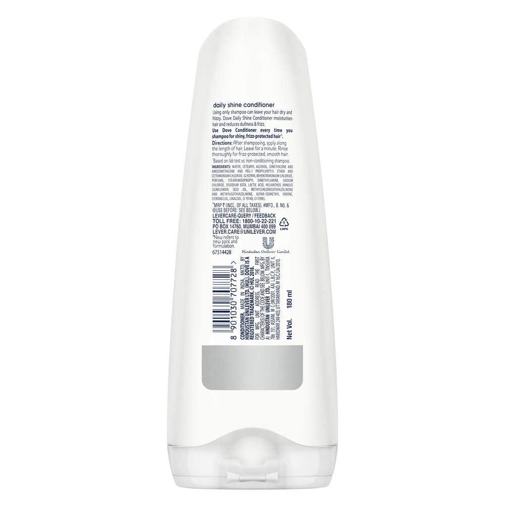 Pears Pure And Gentle Bathing Bar, 125g (Pack Of 8) & Dove Daily Shine Conditioner, 180ml