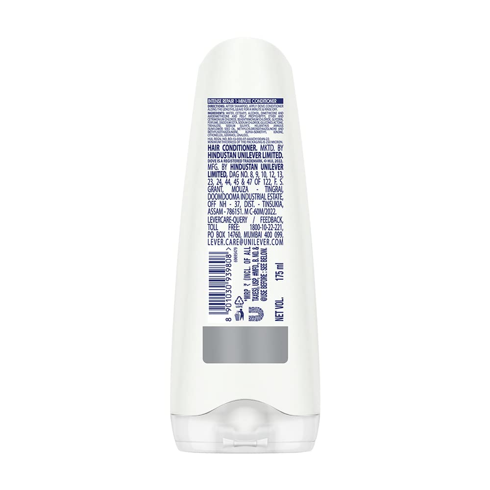 Dove Intense Repair Floral All Conditioner 175 Ml, With Keratin Actives To Smoothen Dry And Frizzy Hair - Deep Conditions Damaged Hair For Men & Women's (2 Count)