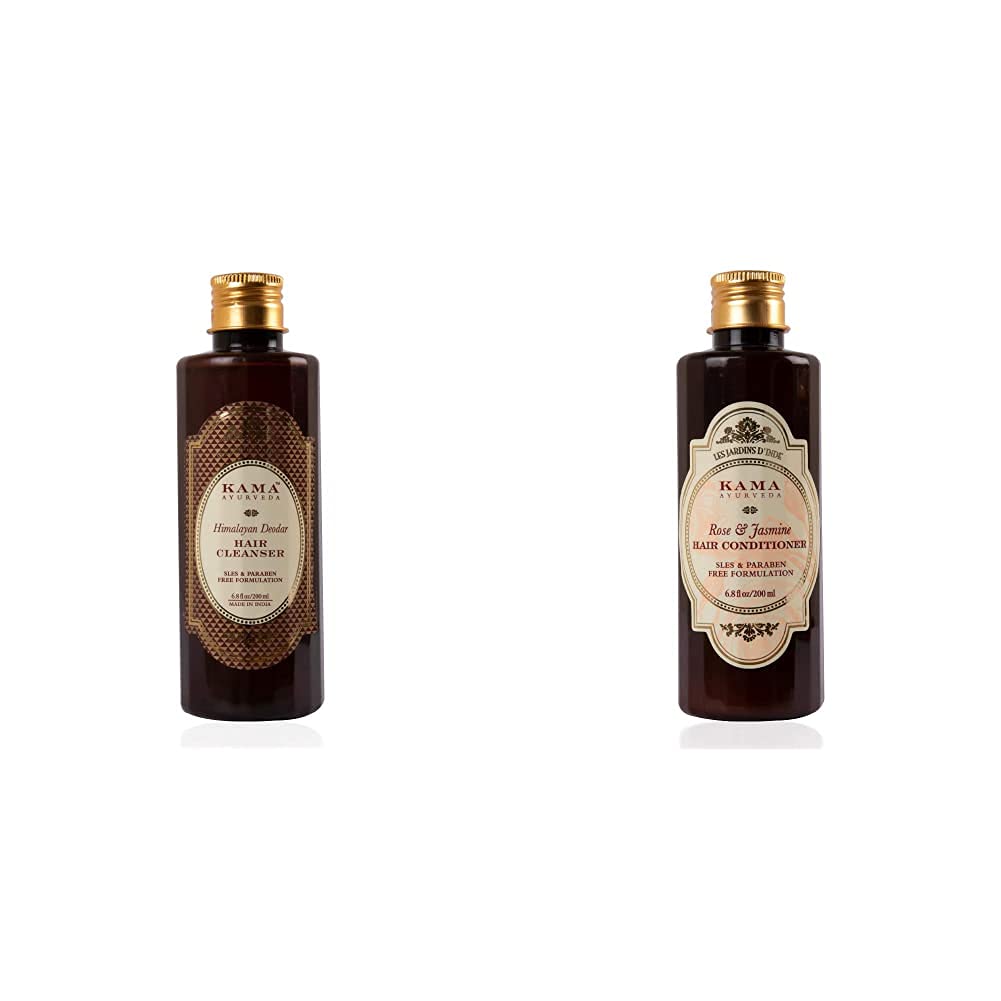 Kama Ayurveda Himalayan Deodar Hair Cleanser (Shampoo), 200ml & Kama Ayurveda Rose & Jasmine Hair Conditioner, 200ml