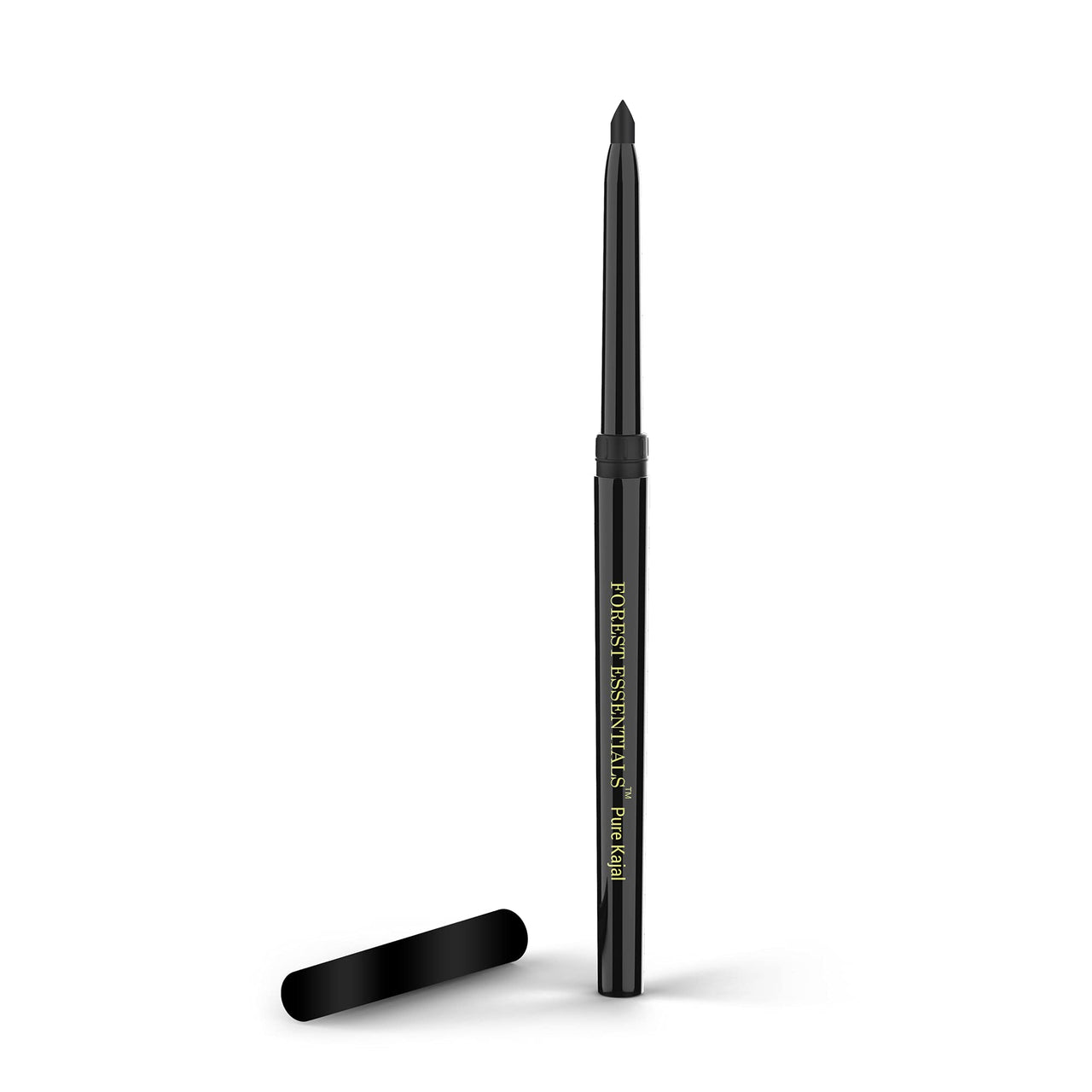 Forest Essentials Gulaab Khaas Pencil Kajal Charcoal Black | Made with Cow Ghee & Rose Petals | Natural Highly Pigmented Kajal | Helps in Cooling & Soothing the Eyes