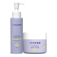 SEREKO Vitamin C Body Exfoliating Kit Clarifying Body Scrub 100 g, Clarifying Body Oil 100 ml, Exfoliator for all Skin Types, Natural, Cruelty free, Vegan, Clean Beauty for Gifting and Personal Use