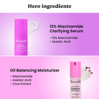 Foxtale Oil Control Duo | 12% Niacinamide Clarifying Serum + Oil Balancing Moisturizer | Targets 7 Signs of Acne | Oil-Free Glow, Smoother Texture | With Azelaic Acid, Niacinamide & Cica