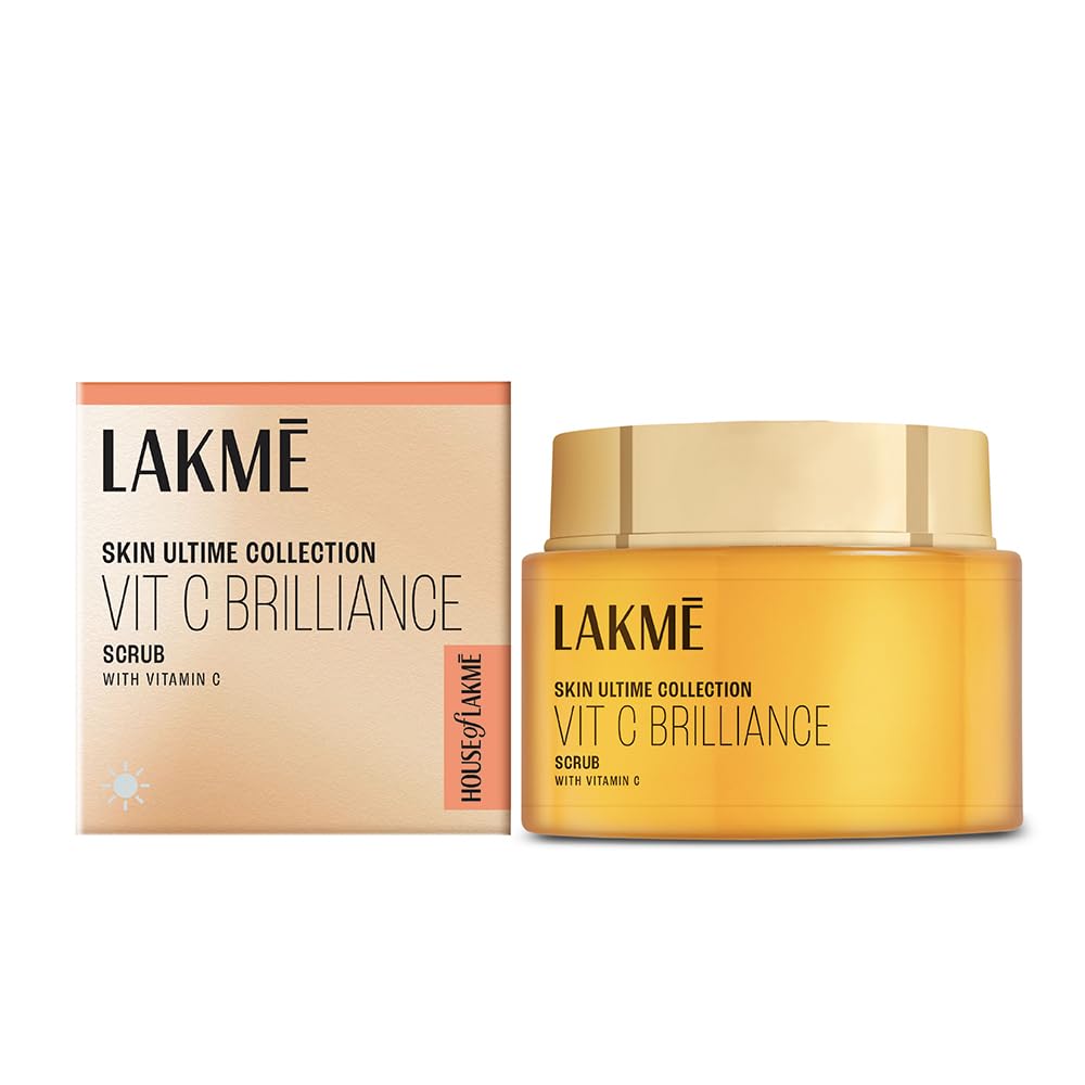 Lakmé 9To5 Vitamin C+ Scrub| Gentle Exfoliator | Removes Dirt & Impurities | Contains Licorice Extract & Walnut Shell Powder For Dry, Normal, Oily, Sensitive & Combination Skin| 50 G