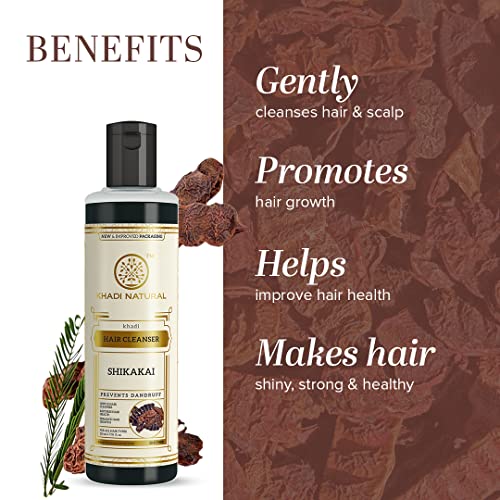 Khadi Natural Shikakai Shampoo for Cleaning Hair | Natural Hair Cleanser with Shikakai | Nourishing Shampoo for Healthy Hair | Suitable for All Hair Types 210ml
