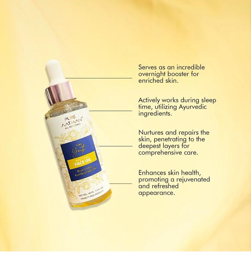 PURE AATMAN Kumkumadi tailam oil for Glowing Skin Face oil 40 ml Oil for Dry, Dull, Aging Skin | Reduces Wrinkles, Fine Lines & Dryness