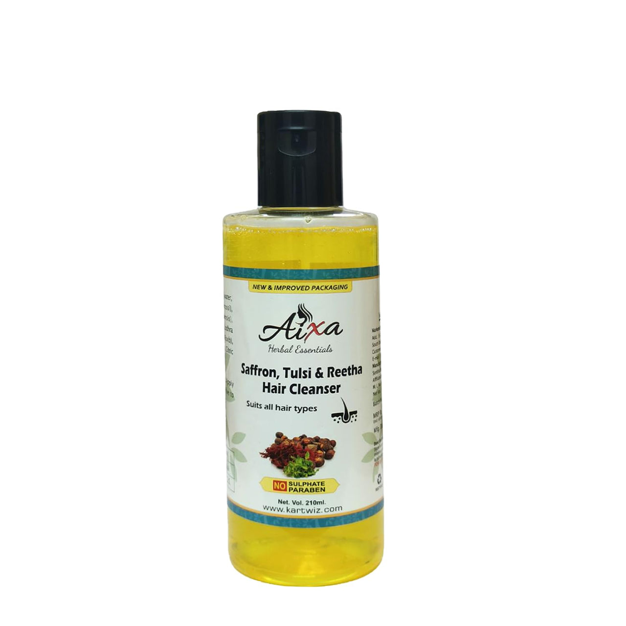 Herbigiri Herbal Saffron, Tulsi and Reetha Shampoo, Yellow, 210 ml