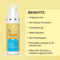 Fixderma Shadow Sunscreen SPF 30 PA+++ Transparent Silicone Gel | Moisturizer for Acne Prone Skin | Sun Screen Protector SPF 30 | Sunscreen for Body & Face | Broad Spectrum Sunscreen for UVA & UVB Protection | Sunscreen for Women & Men - 30gm