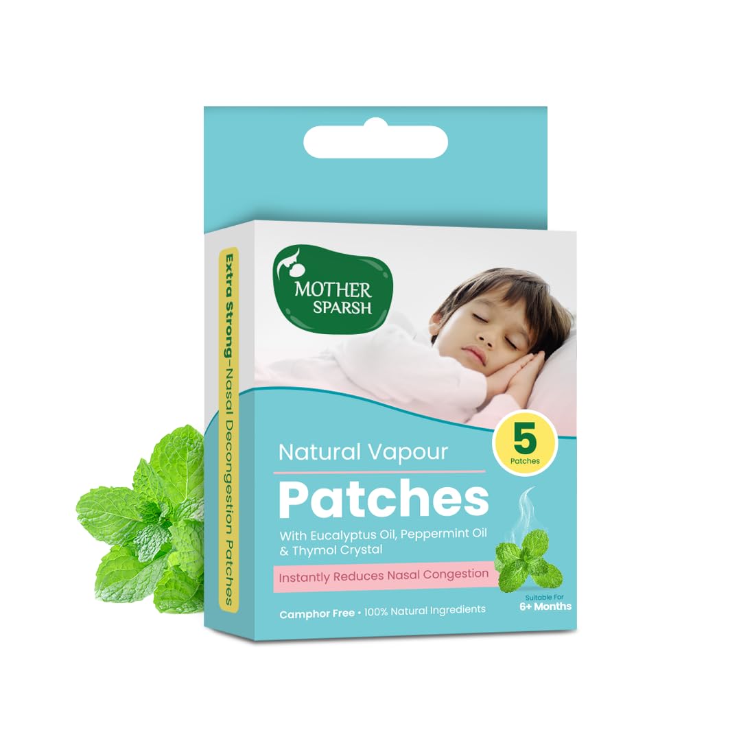 Mother Sparsh Nourishing Baby Hair Oil | Soothe & Nourishes Delicate Baby Scalp | Suitable Hair Oil,Mother Sparsh Natural Vapour Patches For Kids With Eucalyptus Oil, Peppermint Oil & Thymol Crystal