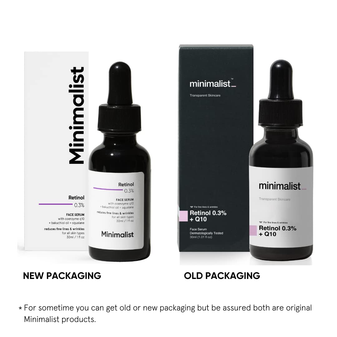 Minimalist Anti-Aging Night Serum with 0.3% Retinol & Q10 | Suitable for All Skin Types | Fine Lines & Wrinkles Reduction Serum for Beginners | Water-Free Formula for Stability & Nourishment | Fragrance-Free & Non-Comedogenic | For Women & Men | 30 ml