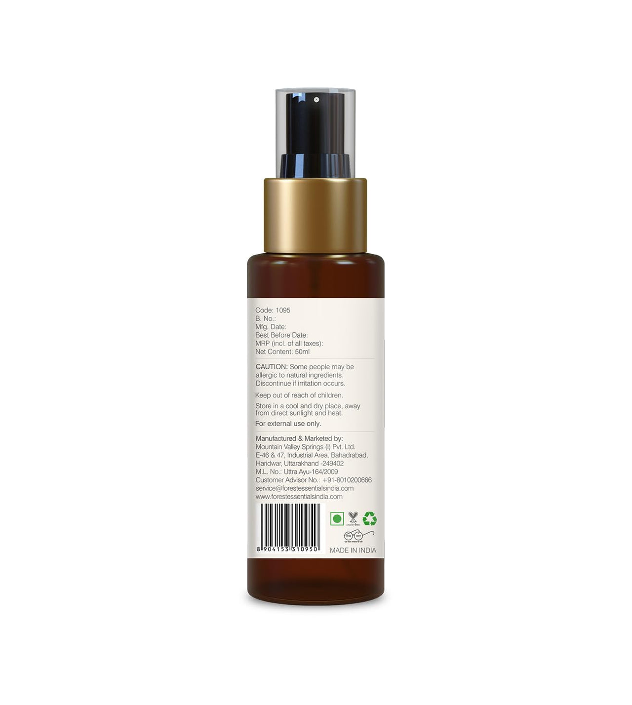 Forest Essentials Travel Size Body Mist Honey & Vanilla | Natural & Hydrating Body Spray For Men & Women | Luxury Floral and Oriental Fragrance | 50 ml