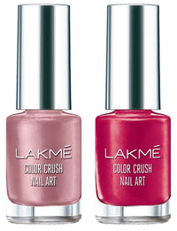 Lakmé Color Crush Matte Finish Nailart, M5 Burgundy, 6 Ml & Color Crush Nailart, M3 Original Nude, 6 Ml