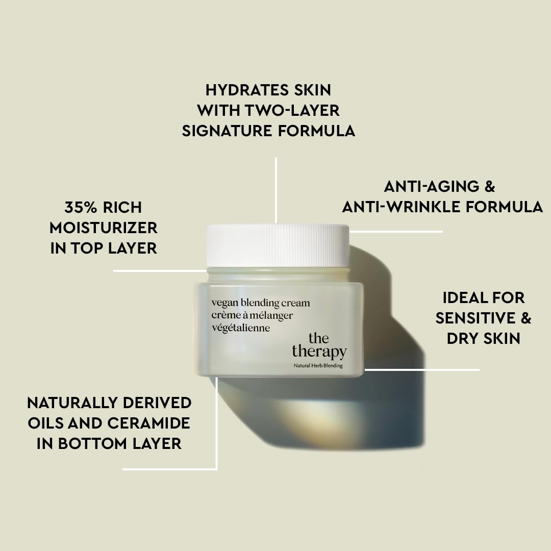 The Face Shop The Therapy Vegan Blending Cream | Organic Vegan Anti-aging Face Moisturizer | Elasticity Improvement,Skin-Friendly,2-in-1 Gel & Cream | Eco-Friendly,Refillable,K-Beauty