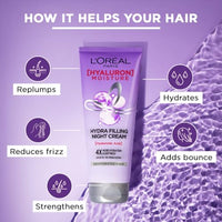 L'Oreal Paris Hyaluron Moisture 3-step Ultimate Hydration kit - Shampoo (340ml) + Conditioner (360 ml) + Night Cream (180 ml)