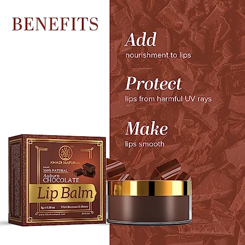 KHADI NATURAL Chocolate Lip Balm With Beeswax & Honey, Chocolate, 5 g (Pack of 2)