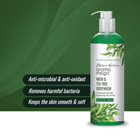 Aroma Magic Neem & Tea Tree Body Wash Pwrd by 5% Niacinamide | Removes harmful bacteria, protects with anti-microbial & antioxidant properties with neem oil, tea tree oil, Apple cider vinegar –250ml