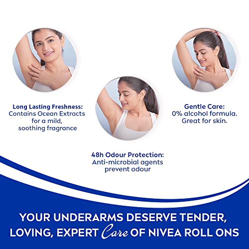 Nivea Deodorant Roll On, Fresh Natural for Unisex, 50ml (Pack of 3)