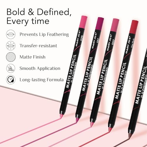 MARY JO K Matte Lip Pencil - Ruby Red - Ultra Matte, Waterproof, Smudge-Resistant - [Quantity]