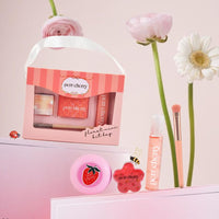Perr Cherry 4 PCS Organic Makeup Kit for Kids, Preteens & Teen Girls | 100% Natural & Skin Friendly | Includes Eye & Cheek Highlighter, Lip & Cheek Tint, Lip Oil, Brush (Floret Kit, Assorted Colour)