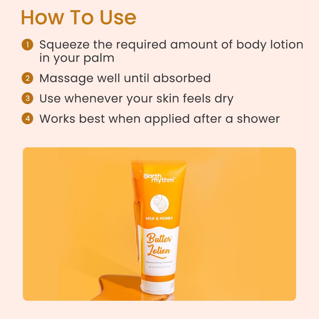 Earth Rhythm Milk & Honey Butter Lotion | Deeply Nourishes, Soothes Skin | for All Skin Type | Men & Women - 200ml