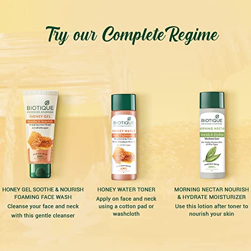 Biotique Honey Gel Soothe & Nourish Foaming Face wash | Soap Free Formula | Reduce Dryness | 100% Botanical Extracts | Suitable for All Skin Types | 150ml (Pack of 2)