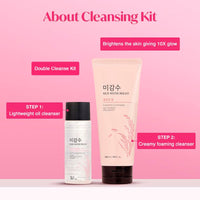 The Face Shop 2 Step Rice Water Bright Kit | Rice Water Bright Foaming Face Wash 100ml + Rice Water Bright Light Cleansing Oil 55ml