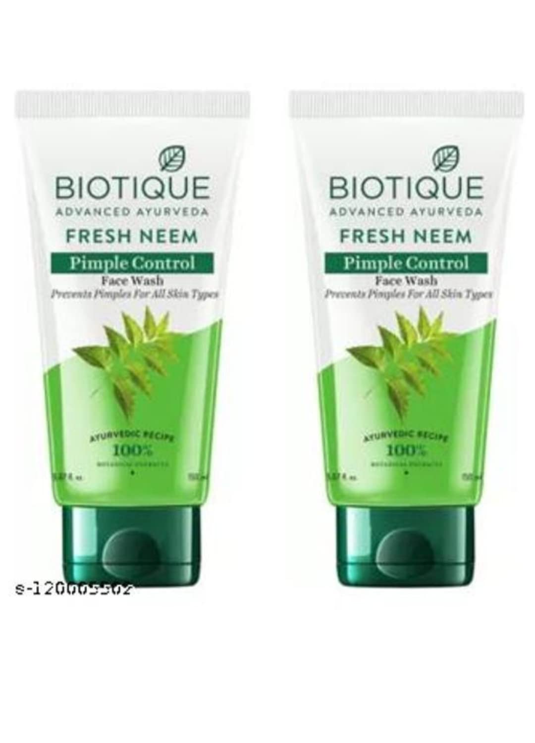 Biotique Advanced Ayurveda Bio Neem Purifying Face Wash for All Skin Types, 150ml (PACK OF 2)