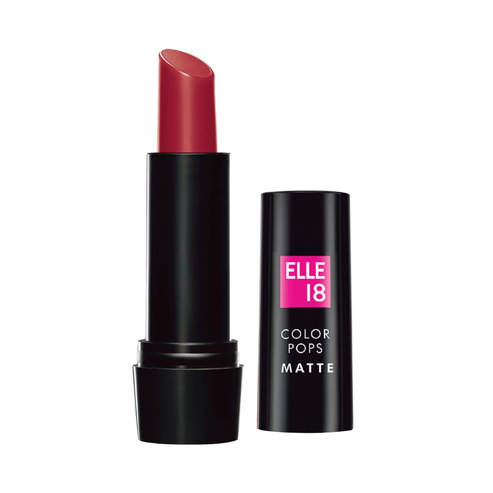 Elle 18 Color Pop Matte Finish Lip Color, R33, Code Red, 4.3G & Eye Drama Kajal, Super Black, Smudgeproof & Waterproof, 0.35G