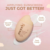 Moody SensiSoothe Mineral Brightening Sunscreen Serum With Ceramides & Rice | SPF 50 PA++++ for All Skin Types | No White Cast, Non-Comedogenic, Dermatologist Tested - 50ML