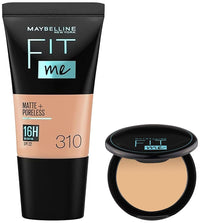 Maybelline New York Liquid Foundation Light Sun Beige & New York Compact Matte Powder,All Skin Type 128 Warm Nude, 8G, 2 count