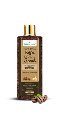 Organic Netra Pure Raw Coffee Exfoliate Scrub for Face and Body with Vitamin E | Deeply Hydrates and Moistures Skin | Enriched with Natural and Organic Ingredients|Paraben Free - 135gm (Pack of 1)