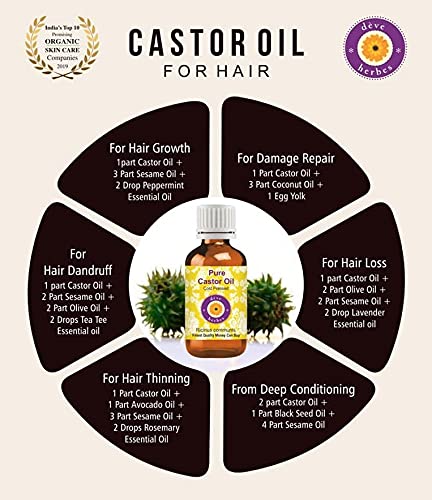 Deve Herbes Pure Castor Oil (Ricinus communis) Natural Therapeutic Grade Cold Pressed (Pack of Two) 100ml X 2