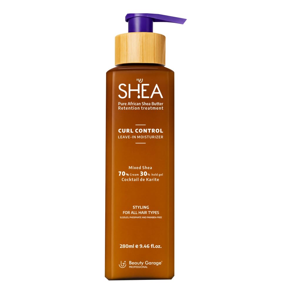 Beauty Garage Shea Curl Control Leave-In Moisturizer – Curl Cream for Curly Hair – 70% Cream & 30% Gel, Curl Cream for Hydrated, Defined, Frizz-Free Curls, 280ml