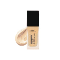 SOKU Fidelity Forever Liquid Buildable Coverage Foundation | With Shea Butter & Vitamin E | For All Skin Types | Satin Finish, Long-Lasting with a Silky Texture (Birch-02) - 30ml
