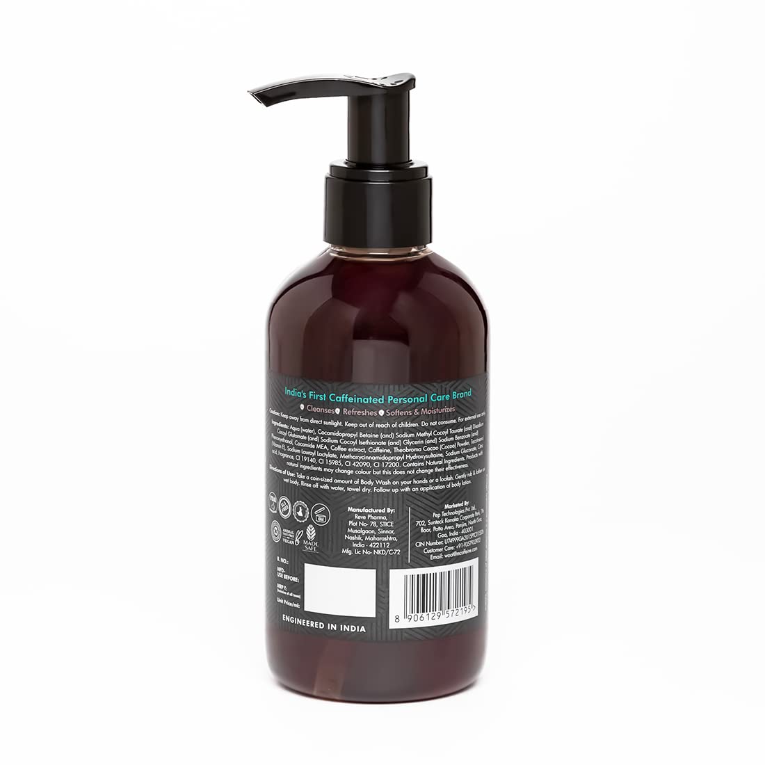 mCaffeine Coffee Body Wash with Cocoa | De-Tan & Deep Cleansing | Enriched with Vitamin E & in Energizing Aroma of Chocolate | Shower Gel | Suitable for All Skin Types | For both Men & Women - 200ml
