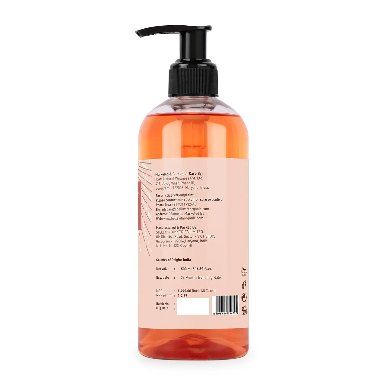 Bella Vita Luxury Glam Woman Body Wash Refreshing Shower Gel for Deep Cleansing, Hydrating, Moisturising, Softer & Smoother Skin with Aloe Vera 500 ml