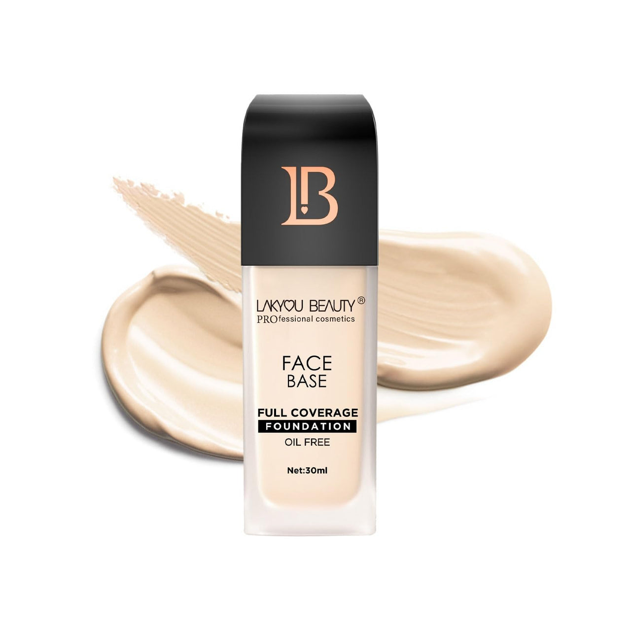 Lakyou Beauty Face Base Full Coverage Foundation 30ml | Oil free full coverage pore fix weightless formula with hyaluronic acid with SPF 20 for all skin type (White Ivory)