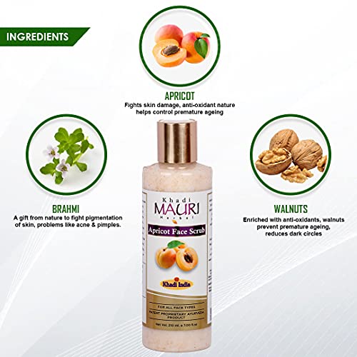 Khadi Mauri Herbal Apricot Face Scrub Dead Skin Remover & Revitalises Health, 210 Ml