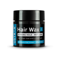 Ustraa Strong Hold Hair Wax For Men- Wet Look - 100g - Non-greasy wax, Easy-to-Wash, Strong Hold, Glossy & Shiny Finish, Wet Italian-look without harmful chemicals