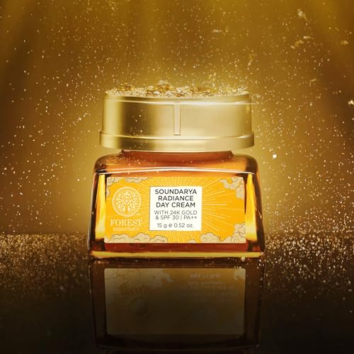 Forest Essentials Soundarya Radiance Day Cream with 24K Gold & SPF 30 | Hyaluronic Acid, Vitamin C & Bakuchiol | Anti Ageing Face Moisturiser for Glowing Skin | For Normal, Dry & Combination Skin