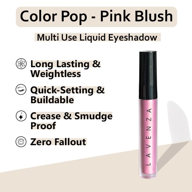 Lavenza Liquid Eyeshadow Dual Shade (Pink & Metallic Gold) in One Swipe| Clean, Silicone & Talc Free| Mess-Free, Long-Lasting, Smudge-Proof, Pro-Like Finish in Seconds| Safe for Sensitive Skin|3.5 ml