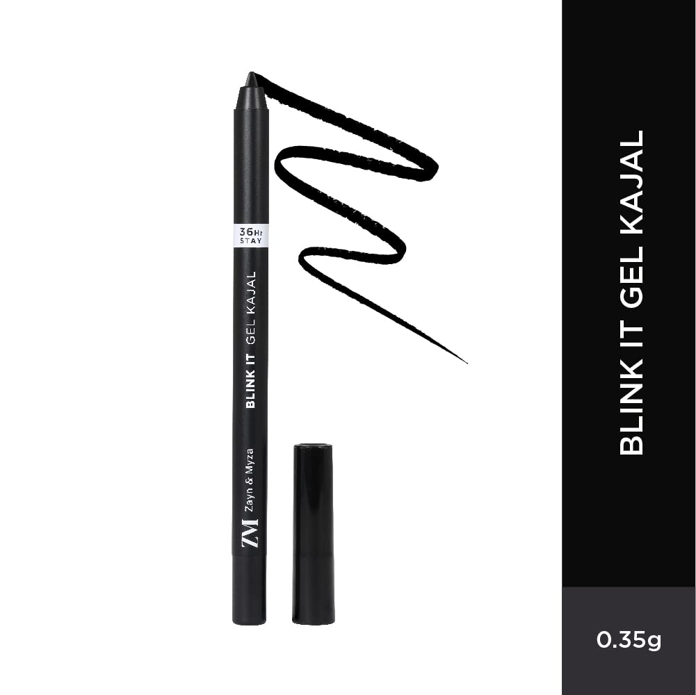 ZM Zayn & Myza Gel Kajal | Intense Colour | Long-lasting 36Hr wear | Transfer proof | Waterproof | Smudge Proof, 0.35g