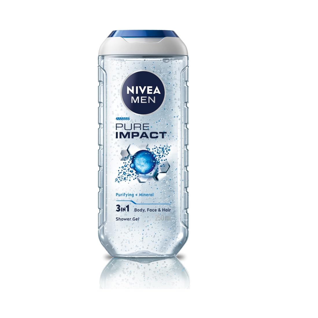 NIVEA MEN Pure Impact Shower Gel, 250ml, (Hair, Face & Body Wash)