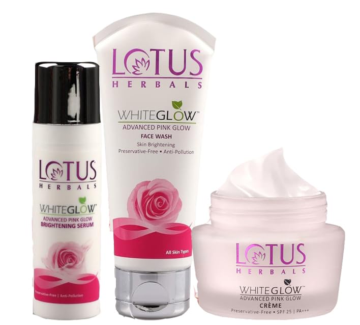 Lotus Herbals Purglow Advanced Pink Glow Day Cream_50g + Face Wash_100g + Face Serum_30ml (Set of 3)