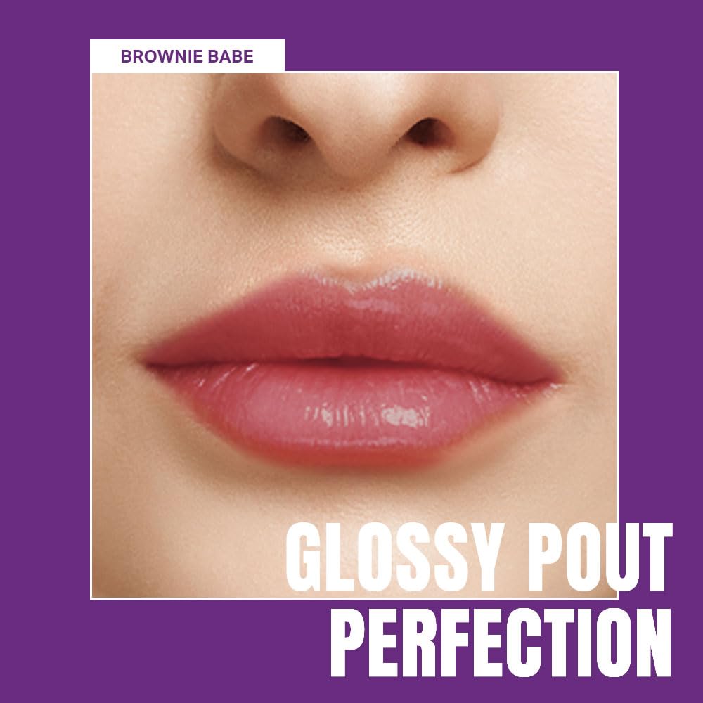Elle 18 OMG Lip Gloss, Glossy Finish, Brownie Babe, Non-sticky Formula, Light-weight, Moisturising, Infused with Rapeseed and Jojoba Oil, Full Coverage| 2.5ml