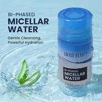 Swiss Beauty Bi-Phased Micellar Face Cleansing Water | Removes dirt, impurities and waterproof makeup | With Aloe vera and Witch Hazel | 100 ml