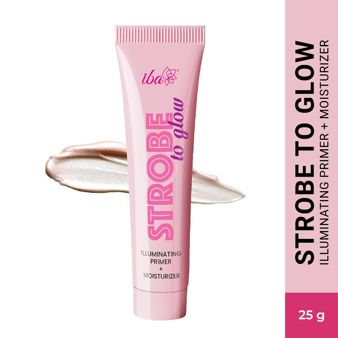 Iba Strobe to Glow Illuminating Primer + Moisturizer, 25gm | Skin Radiance Cream + Highlighter for Face | For Dewy Instant Glow | Boosts Hydration | Enriched Vitamin C | For All Skin Types | Halal Certified & Vegan Makeup