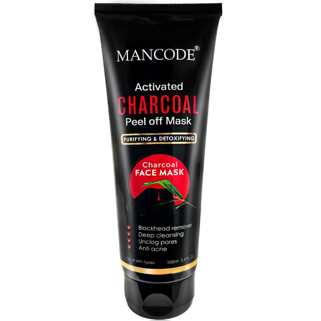 Mancode Activated Charcoal Peel Off Mask For Men, Charcoal Peel Off Mask For Women, Face Mask For Men, Charcoal Face Mask, Active Cooling Effect, Deep Skin Purifying Cleansing (100 ml)