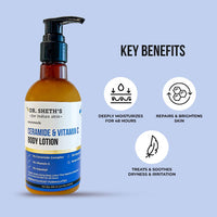 Dr. Sheth's Ceramide & Vitamin C Body Lotion | Deeply Moisturizing Body Lotion That Repairs & Brightens Skin | 200 ml