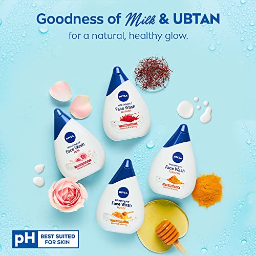 NIVEA Milk Delights Turmeric Face Wash 100ml | With Milk and Turmeric| Reduces 99.9% Pimple Causing Bacteria | Best Suited pH for Skin | All Skin Types