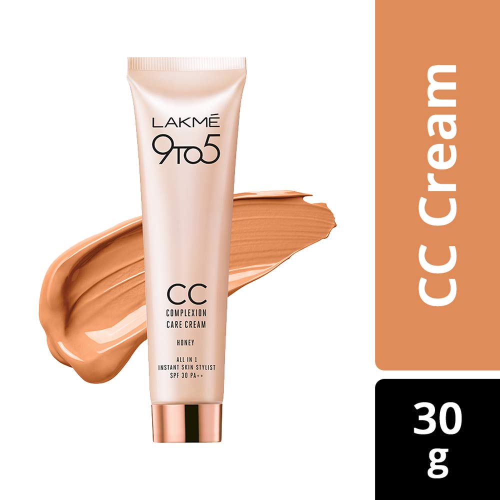 LAKMÉ 9 to 5 Complexion Care CC Cream, Honey, 30g & LAKMÉ Lip Love Chapstick, Strawberry, 4.5g